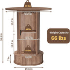 Round Bar Table with 2-Tier Hidden Storage, 38.1" H Wood High Top Table, Bistro Pub Table with Footrest, Cocktail Tables for Coffee Bar, Kitchen Dining Room, Small Space (Walnut)