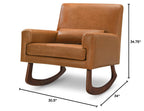 Nursery Works Sleepytime Rocker in Tan PU Vegan Leather with Walnut Legs, Greenguard Gold and CertiPUR-US Certified