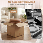 Giantex Round Ottoman with Storage, 360° Swivel Faux Leather Vanity Stool with Removable Lid & Acacia Wood Frame, Ottoman Foot Rest for Living Room, Bedroom, Makeup Room