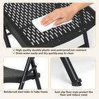 Folding Chair 4 Pack, Foldable Portable Chair with Breathable Molded Plastic Mesh Back & Seat, Sturdy Metal Frame Support up to 400lbs, Indoor Outdoor Foldable Chair for Party,Dinnig,Events,Black