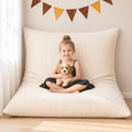 3 in 1 Kids Bean Bag Chair Bed – Foldable Bean Bag to Lounger & Floor Mattress, High-Density Foam Filling Bean Bag, Child Floor Sofa for Reading, Sleeping, Gaming & Relaxation,Beige