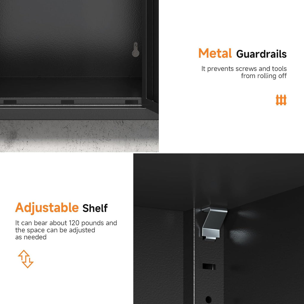 Coolsun Garage Wall Cabinet, 26" H Metal Wall Cabinet with Lockable Doors and Adjustable Shelf, Wall Mounted Metal Storage Cabinets for Garage Assembly Required (26" H Black)