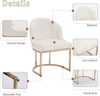 Velvet Dining Chairs Set of 4, Upholstered Dining Room Chairs with Golden Metal Legs, Modern Kitchen Side Chairs Reading Chair (Golden - Beige, Set of 4)