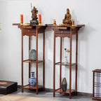 Personal Shrine Altar Table with Storage, Bamboo Meditation Altar Cabniat, Chinese Cabinet Offering Table Buddha Niche, for Living Room, Bedroom, Office(59cm/23.2in)