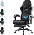 LEMBERI Gaming Chair, Fabric Big and Tall Video Game Chair with Footrest, Massage Lumbar Support, Racing Style Ergonomic Computer Gamer Chair with Adjustable Headrest (Gray)