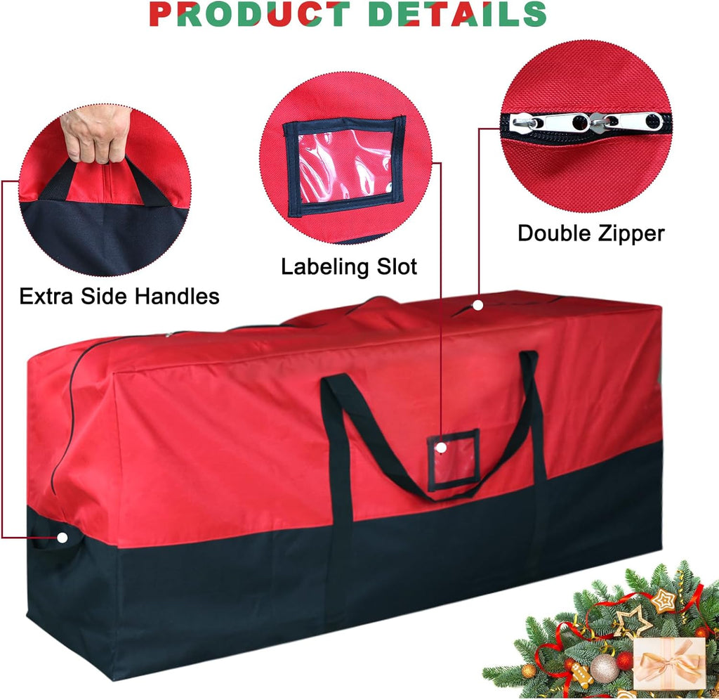 Christmas Tree Storage Bag, 600D Oxford Extra Large Moving Bags, Fits Up to 7.5 Ft Artificial Trees, Skeleton Storage, Waterproof Christmas Decorations Storage Bags with Zippers & Card Slot