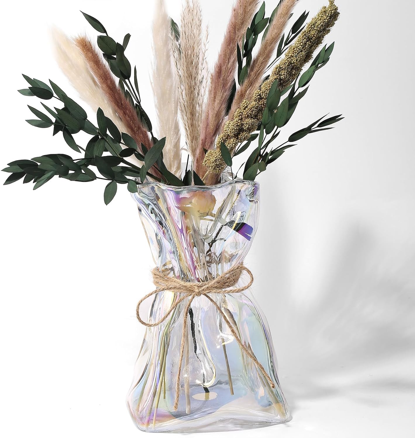 Colorful Irregular Shaped Modern Minimalist Glass Vase - Fashionable Multi-Use Home Decor for Flowers, Centerpiece, Kitchen, Office, Wedding & Holiday