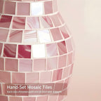 Pink Vase for Flowers, 8 Inch Mosaic Glass Centerpiece | Pink Gradient Tiles, Wedding Table Decor, 5.42 Inch Body for Bouquets and Pampas