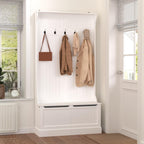 Entryway Bench with Standing Coat Rack, Hall Tree with Shoe Storage Bench, Entryway Organizer with 5 Hooks,for Kitchen Home