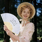 30Ps Personalized Wedding Fans for Guests, Custom Name/Date Fabric with Engraved Wooden Handle, Unique Bridal Shower, Birthday & Graduation Party Favors (Fan Cloth)