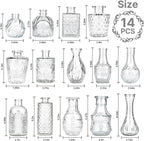Clear Glass Bud Vase Set of 14 Pcs,Small Bud Vases in Bulk,Glass Crystal Flower Vases Table Centerpieces for Party Event Wedding Decor Baby Shower Decorations (Clear, 14 Pcs)