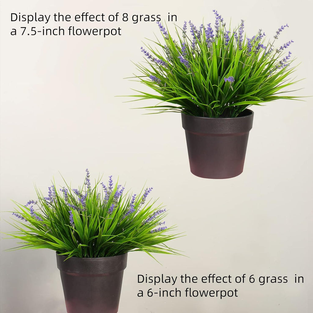 alyptus Artificial Plants Outdoor Fake Monkey Grass with Flowers for Pot UV Resistant Plant Decor for Window Garden Patio Hanging Planter Pathway Front Porch (Grass with Flowers)