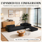 79" Corduroy Sofa Bed, Boneless Couch in a Box with 2 Pillows, High-Density Foam 4-in-1 Foldable Sleeper Futon Loveseat for Small Spaces, No Assembly, Side Pockets, Hex Arm Black
