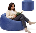 ACH Bean Bag Chair for Adults and Teens - 3ft Memory Foam Floor Chair, Perfect for Dorms, Gaming & Relaxing, Machine Washable Velvet Cover (Blue-Medium)