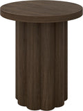 Henn&Hart 20'' Fluted Round End Table, Modern Side Table Ribbed Night Stand for Living Room, Office, Family Room, or Bedroom, Heritage Oak