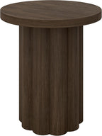 Henn&Hart 20'' Fluted Round End Table, Modern Side Table Ribbed Night Stand for Living Room, Office, Family Room, or Bedroom, Heritage Oak