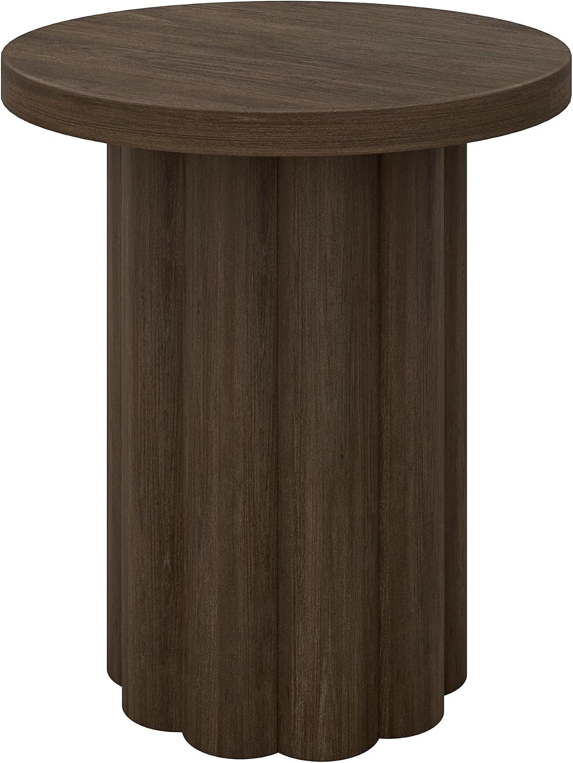 Henn&Hart 20'' Fluted Round End Table, Modern Side Table Ribbed Night Stand for Living Room, Office, Family Room, or Bedroom, Heritage Oak