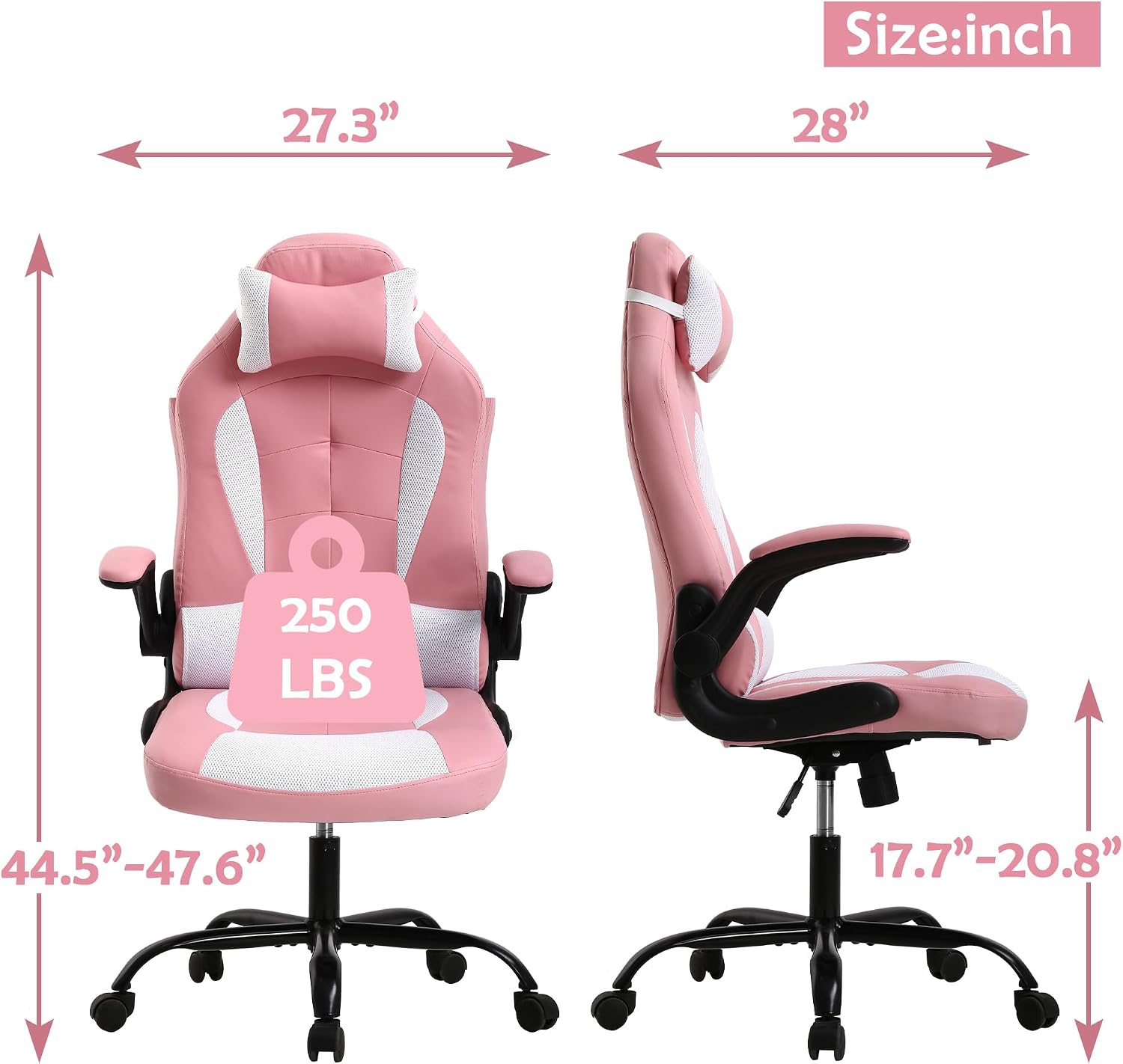 Gaming Chair with Headrest & Lumbar Support - Big & Tall, Height Adjustable, Ergonomic PC Gaming Chair in PU Leather