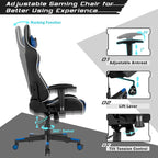 GYMAX Gaming Chair, Massage Gaming Chairs for Adults with Headrest, Lumbar Support & Armrest, Video Computer Reclining Gaming Chair, Office Desk Gamer Task Chair (Blue)