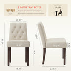 Upholstered Dining Chairs Set of 4 - Modern Parsons Kitchen & Dining Room Chair with Diamond Tufted Back, Solid Wooden Legs for Apartment, Café, Vanity
