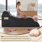 Yoga Chair Lounge for Adult, Ergonomic Foam Chaise Lounge Chair Indoor with Side Pocket, Headrest, Waist Pad, Ottoman, Perfect for Stretching, Massage, and Relaxation, No Assembly Required(Grey)