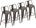 Yongchuang Metal Bar Stools Set of 4, 26" Barstools with Back Farmhouse Kitchen Counter Height Bar Chairs Rusty