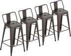 Yongchuang Metal Bar Stools Set of 4, 26" Barstools with Back Farmhouse Kitchen Counter Height Bar Chairs Rusty