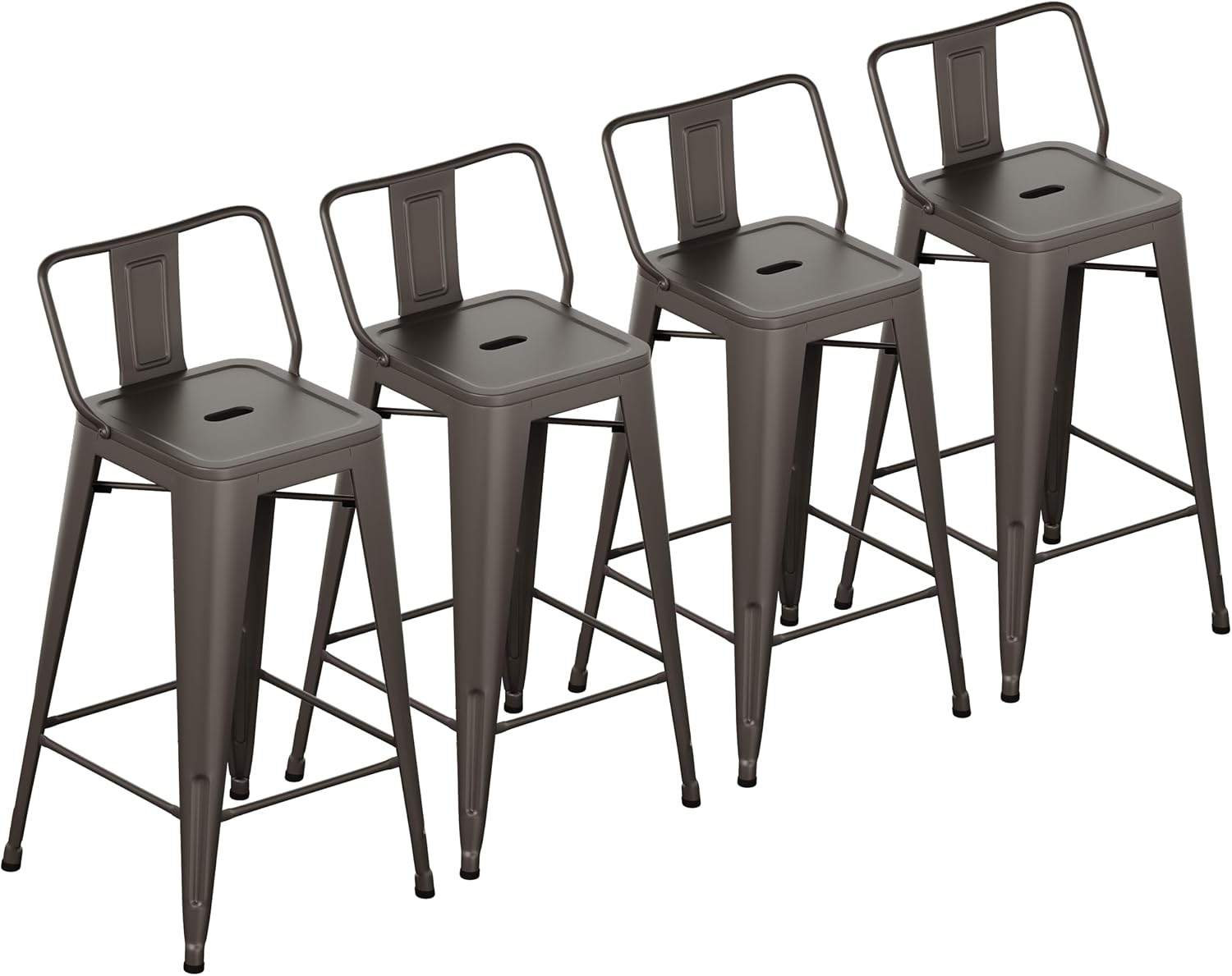Yongchuang Metal Bar Stools Set of 4, 26" Barstools with Back Farmhouse Kitchen Counter Height Bar Chairs Rusty