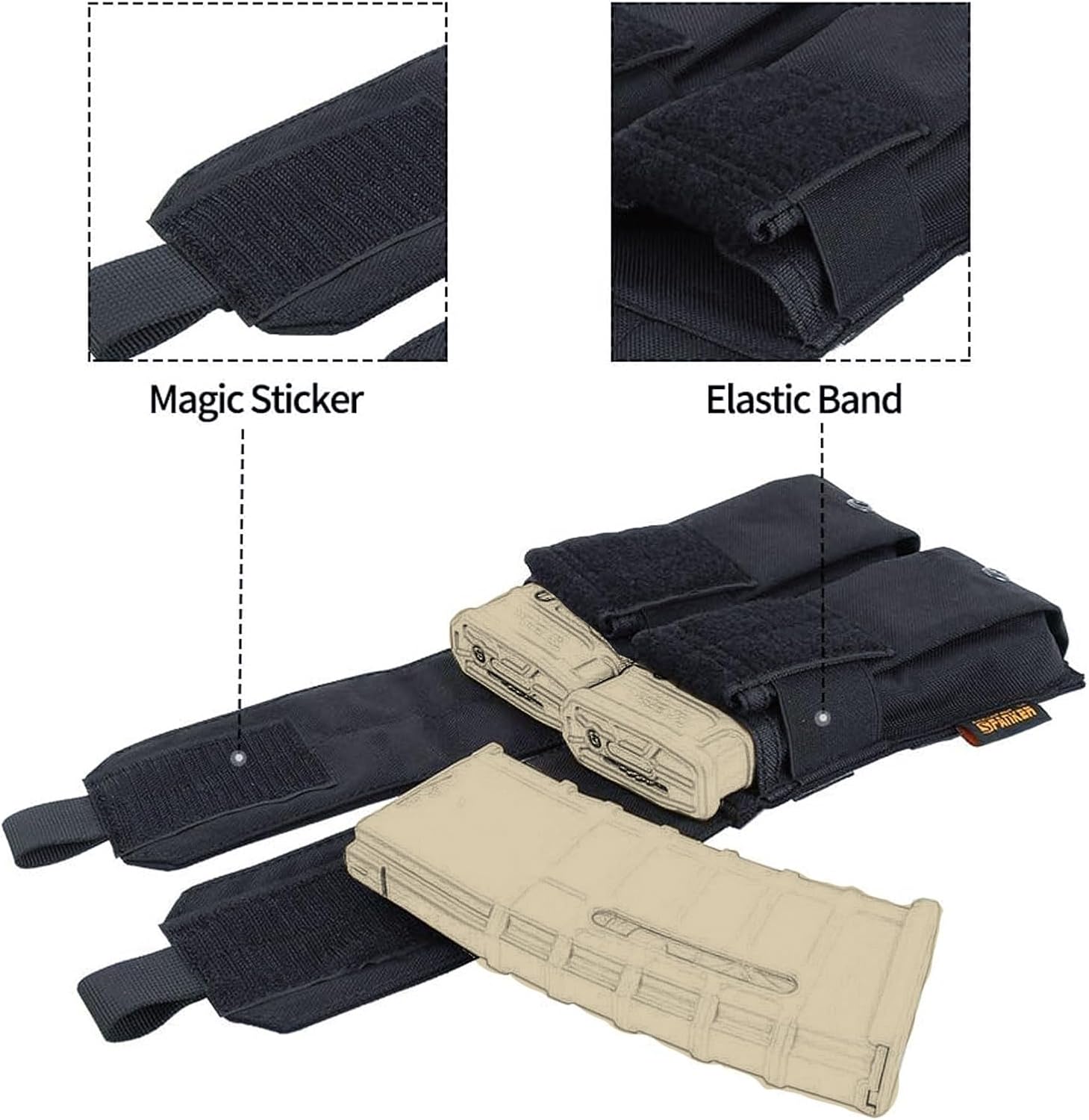 EXCELLENT ELITE SPANKER Tactical Molle Single/Double/Triple Mag Pouch for M4 M14 M16 AR15 AR10 G36 Magazine Holds 2 Mags