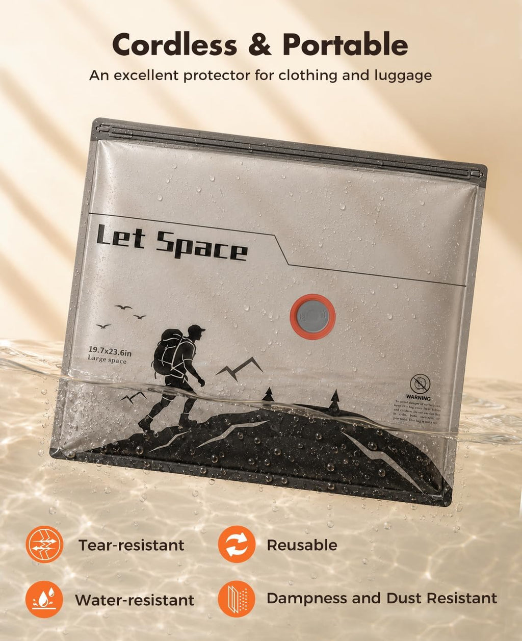 Vacuum Storage Bags with Electric Pump,Supports -60kPa Vacuum Seal Bags for Clothing Included, Travel Bags with Portable Cordless Pump, Compatible with Bags 10 Combo Set
