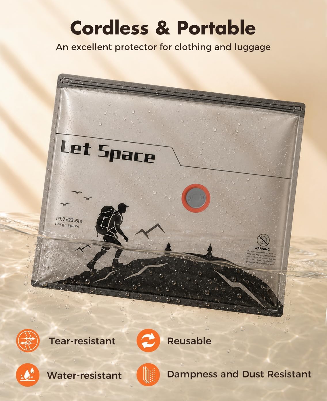 Vacuum Storage Bags with Electric Pump,Supports -60kPa Vacuum Seal Bags for Clothing Included, Travel Bags with Portable Cordless Pump, Compatible with Bags 10 Combo Set