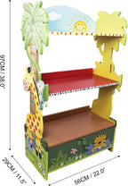 Fantasy Fields Sunny Safari Kids Wooden Bookshelf with Storage Drawers, Multicolor
