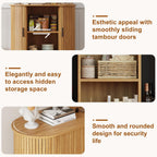 31.5" Buffet Cabinet,Sideboard Buffet Cabinet with Storage,Sideboard Console Table with Sliding Door & Adjustable Shelf,Curved Edge Sideboard Cabinet for Living Room, Kitchen(Natural)