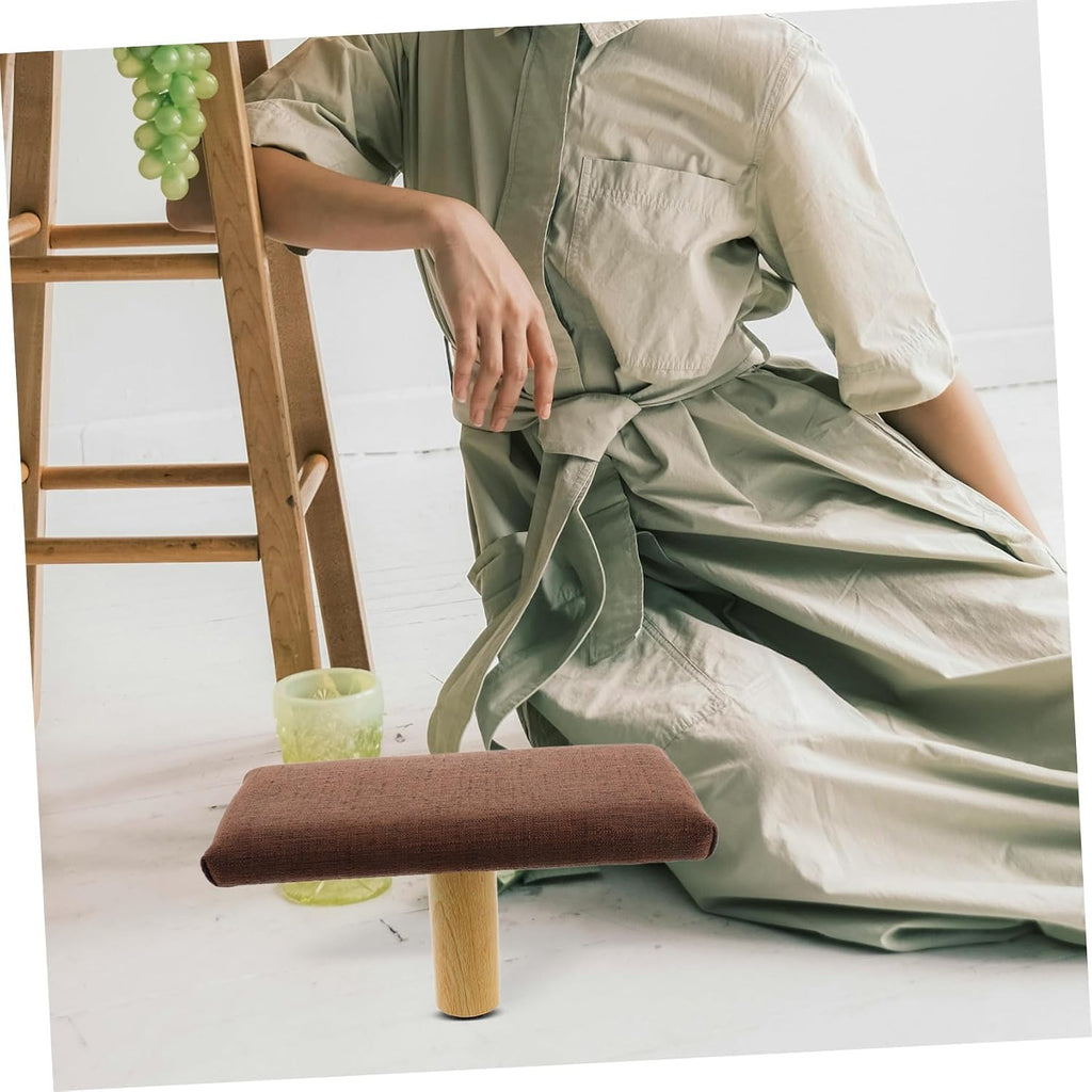 STOBAZA Wooden Zen Stool Kneeling Bench with Comfortable Sitting Posture and Stable Support, Coffee Color, Cotton Cloth Cushion, for Home Decor and Office Meditation Practice