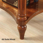 YUNMUARY-Oval End Table Cherry Finish Wood Side Table with Storage Shelf,Modern Living Room Accent Tables Wooden Nightstand Mid-Century End Tables for Sofa,No-Tools Assembly Dark Cherry