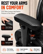 6 Points Massage Big and Tall Office Chair with Foot Rest, 500LBS Heavy Duty Desk Chair with Adjustable Lift Armrests, Ergonomic Computer Chair for Home Office, Gaming & Study，Black