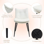 AVAWING Dining Chairs Set of 4, Faux Leather Upholstered Kitchen Chairs with Button Tufted Back and Adjustable Footpads, Armless Accent Chairs for Dining Room and Living Room, White
