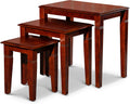 DTY Indoor Living 3-Piece Nesting Tables - Wooden Table Set of 3 for Living Room - Stackable Tables with Sleek Cherry Finish for Stylish and Space-Saving Home Furniture