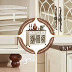 Joaxswe Farmhouse Sideboard Buffet Cabinet with Storage,48" Large Credenza with 3 Glass Doors & 3 Drawers,Adjustable Shelves Console Table,Wood Kitchen Coffee Bar for Dining Room,Living Room,White