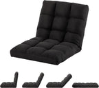 Floor Chair with Back Support Folding Chair with 6 Adjustable Position, Padded Sleeper Bed, Floor Gaming Chair, Meditation Chair, Gaming Floor Chairs for Adults (Country Rustic, Black)