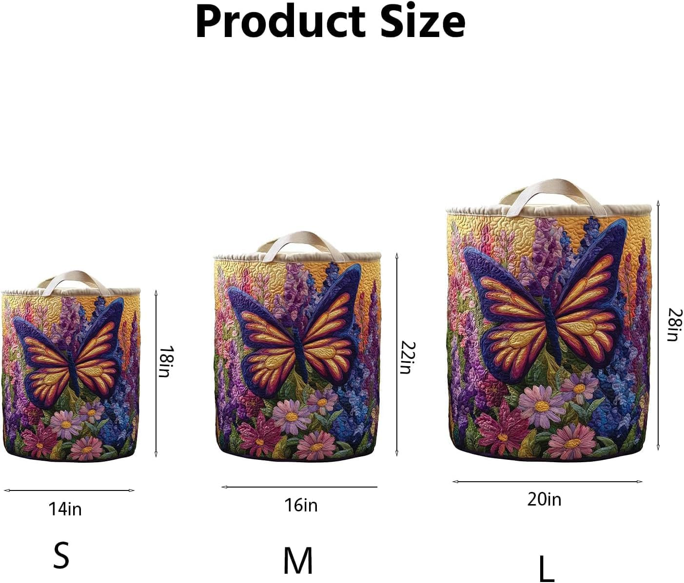 Quilted Laundry Basket with Handles, Collapsible Boho Floral Storage Bin, Large Soft Quilted Basket, Portable Organizer for Clothes, Toys, Blankets, Nursery, Bedroom, Laundry Room (Sheep, M)