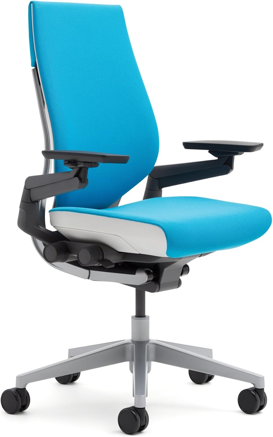 Steelcase Gesture Office Chair - Cogent Connect Wasabi Green Upholstered Wrapped Back Black Frame Low Seat Black Seat/Back/Arms Hard Floor Caster Wheels
