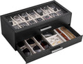 ProCase 14-Slot Watch Box, 2-Tier Pull-Out Drawers Display Case for Men with Clear Top Lid, Watches Jewelry Sunglass Storage Holder Organizer for Husband Dad, Gift Choice for Father's Day -Black