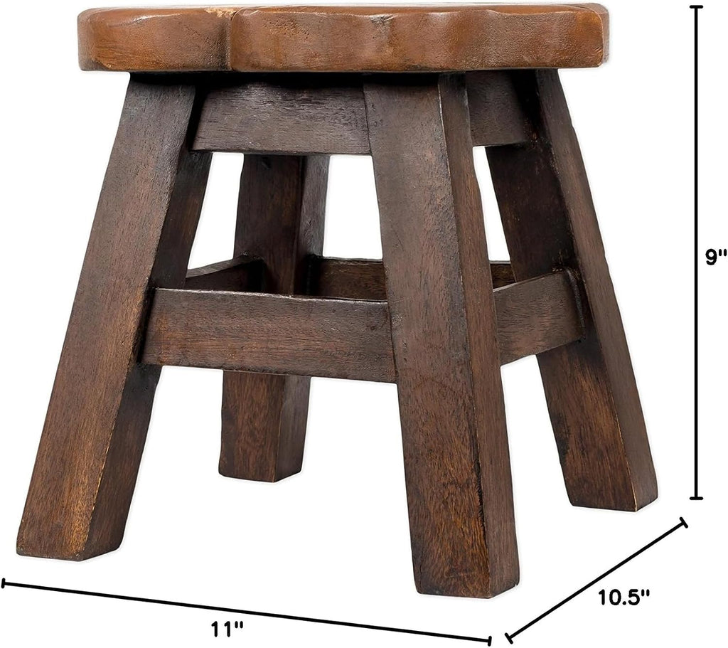 Fox Hand-Carved Acacia Hardwood 11 inch Decorative Animal Foot Rest Step Stool