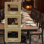 Kings Brand Furniture Alleyton 11-Piece Dining Table Set for 10, Extendable Kitchen & Dining Room Set with 2 Butterfly Leaves & 10 Chairs, Charcoal & Oak Finish