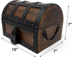 Nautical Cove Handmade Wooden Treasure Chest Storage Box – Deluxe Design with Real Leather Accents, Working Iron Lock & Skeleton Keys, Decorative Keepsake Chest (Medium - 10 x 7 x 7)