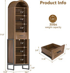 YU YUSING 71" Tall Shoe Storage Cabinet, 8 Tiers Arched Shoe Rack Organizer with Drawer, Freestanding Shoe Closet Shelf with Open Storage for Closet, Entryway, Living Room