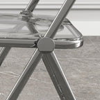 Transparent Folding Chair Modern Dining with Chrome Frame Acrylic Chair PC Plastic Living Room Seat(Yellow)