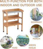 Potting Bench Table, All-Weather Garden Table Work Station, Wood Outdoor Potting Table for Garden, Yard, Balcony, Easy Assembly (Light Brown)
