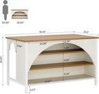 Tribesigns Kitchen Island with 3 Storage Shelves, 55" W Kitchen Shelf with Large Countertop and Seating Area, Modern Wooden Coffee Bar Table (White)